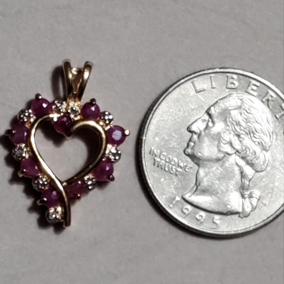 Ross Simons Ruby Diamond Heart Gold Vermeil Sterling silver Pendant - Picture 7 of 7